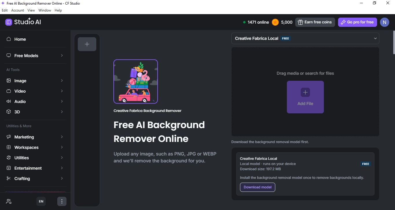 Running the Local Tools with Free Background Remover